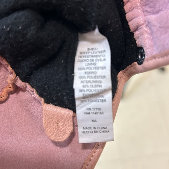 Women's Pale Pink Leather Gloves, Size M/L - Picture 4 of 4